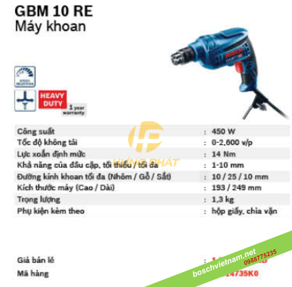 Máy khoan GBM 10 RE (10mm)